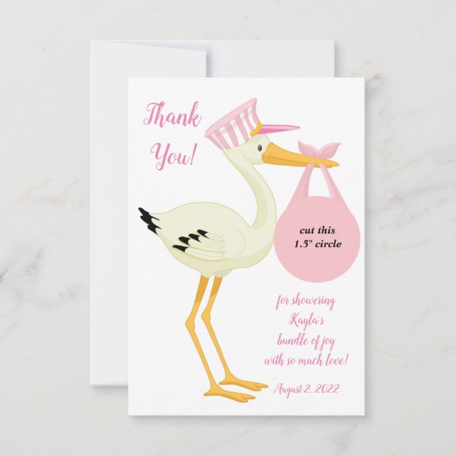 Pink Stork EOS tarjeta favorita para bebé (Anverso)