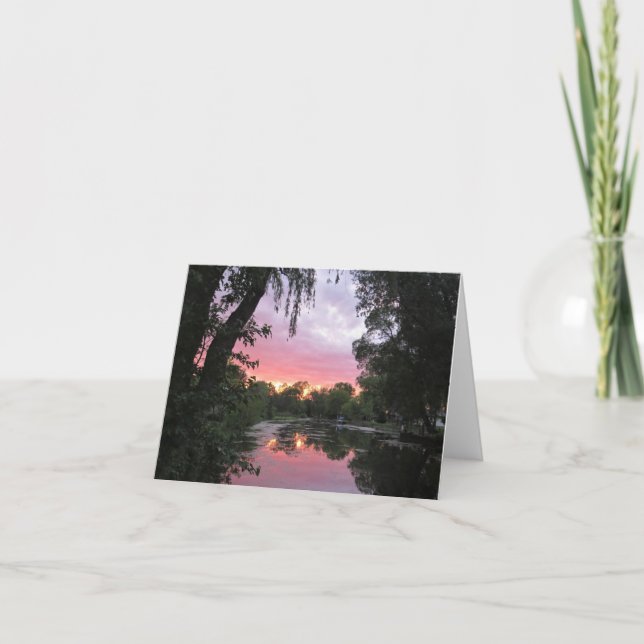 Pink Sunset - Tarjeta de saludo en blanco (Anverso)