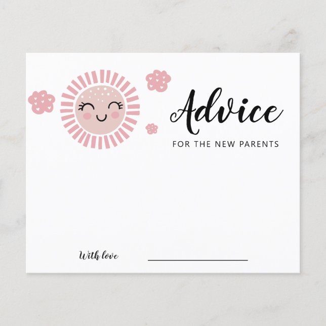 Pink Sunshine Baby Girl Tarjeta de Consejos de Duc (Anverso)