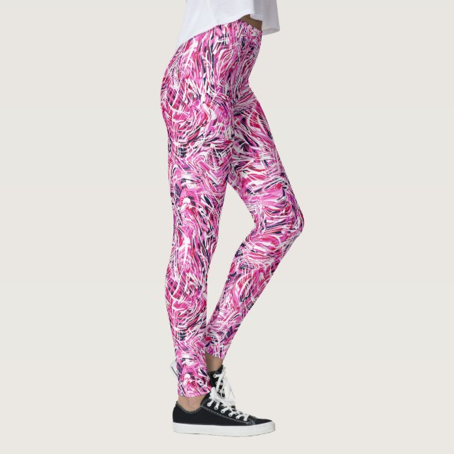 Pink Swirl Print Women's Leggings (Derecha)