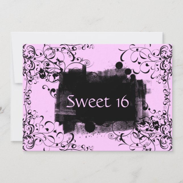 Pink Swirls Sweet Dieciséis Party Invitación (Anverso)