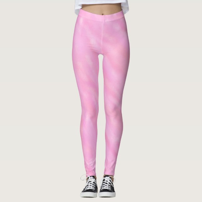 Pink Swirls Watercolor Wash Leggings (Anverso)