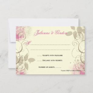 Pink Tan Grunge Swirls deja tarjetas de respuesta
