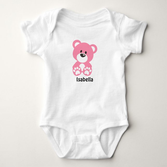 Pink Teddy Bear Baby Jersey Bodysuit (Anverso)