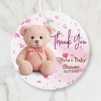 Pink Teddy Bear Baby Shower Gracias Etiqueta De Fa