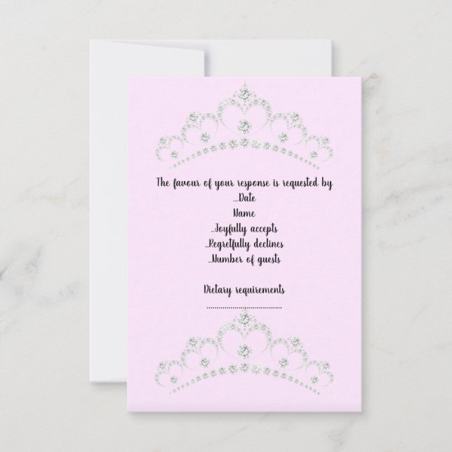 PINK TIARA PRINCESS BIRTHDAY PARTY RSVP (Anverso)