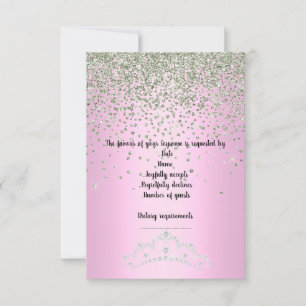 PINK TIARA PRINCESS BIRTHDAY PARTY RSVP CRYSTAL