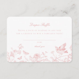 Pink Toile De Jouy Diaper Raffle Invitación Insert