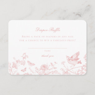 Pink Toile De Jouy Diaper Raffle Invitación Insert