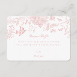 Pink Toile De Jouy Diaper Raffle Invitación Insert