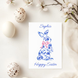 Pink Toile De Jouy Feliz Tarjeta De Saludo De Pasc