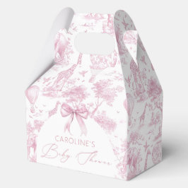 Pink Toile de Jouy Safari caja de Baby Shower Favo