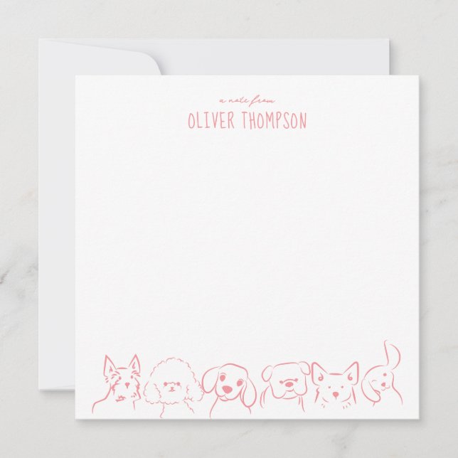 Pink Una Nota De Cute Dote Animal Sketch Note Card (Anverso)