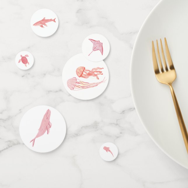 Pink Under the Sea Animals Confetti (Grupo)