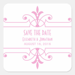 Pink v2 Fancy Ornamental Save the Date Pegatinas