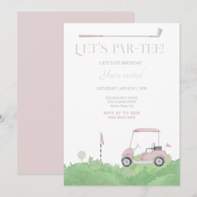 Pink vamos a participar en la invitación de cumple (Anverso / Reverso)