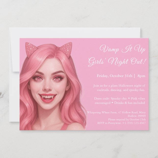 Pink Vampire | Invitación de Noche de Chicas de Ha (Anverso)