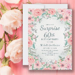 Pink Watercolor Floral Rosas Perlas 60 cumpleaños<br><div class="desc">Invitaciones sorprendentes de personalizados de cumpleaños número 60 diseñadas con una elegante acuarela color rosa floral,  verde y perlas. El texto es totalmente personalizable,  así que diseñe estas invitaciones para cualquier edad.</div>
