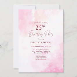 Pink Watercolor Invitación a los 25 Años