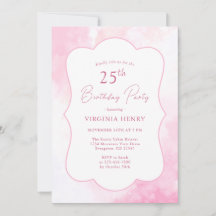 Pink Watercolor Invitación a los 25 Años