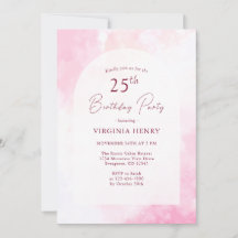 Pink Watercolor Invitación a los 25 Años