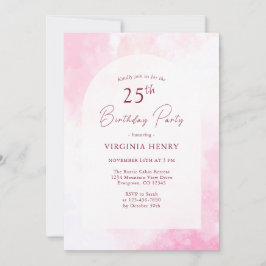 Pink Watercolor Invitación a los 25 Años
