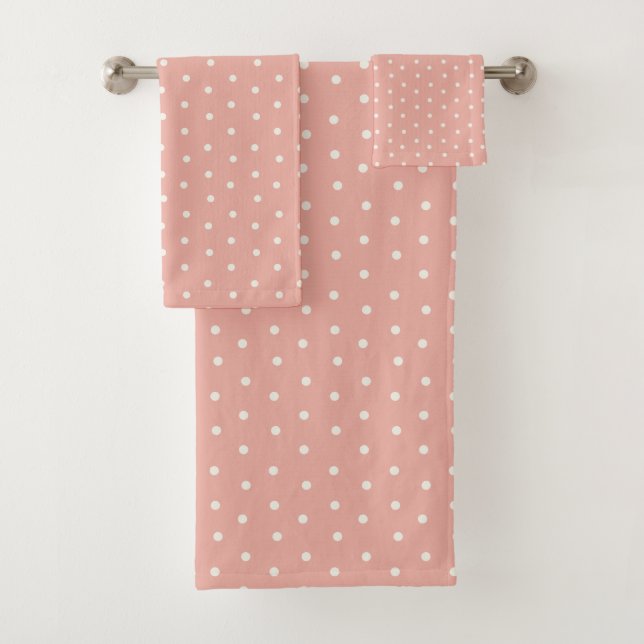 Pink & White Polka Dot Baby Towel Set (In situ)