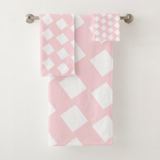 Pink & White Square Bathroom Towel Sets
