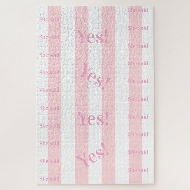 Pink & White Stripe She said Yes! Colors Puzzles  (Vertical)