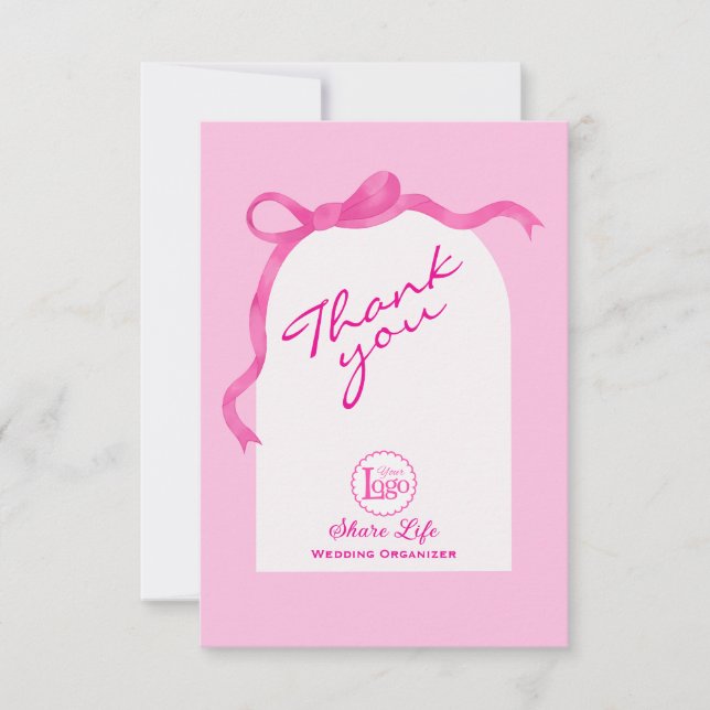 Pink White Wedding Organizer Business Thank you (Anverso)