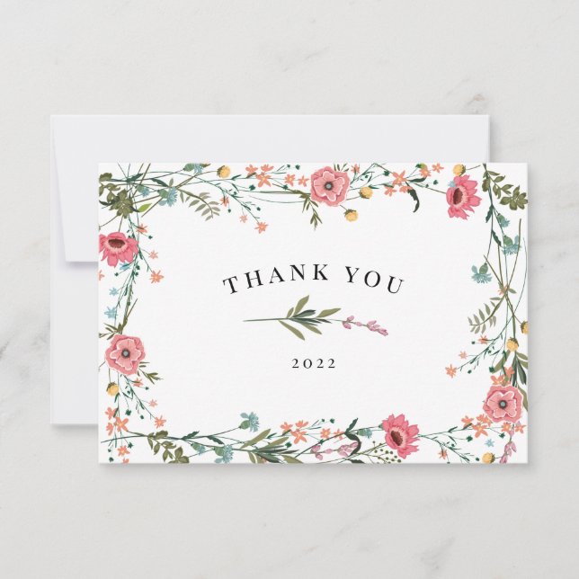 Pink Wildflower Tarjeta de agradecimiento (Anverso)