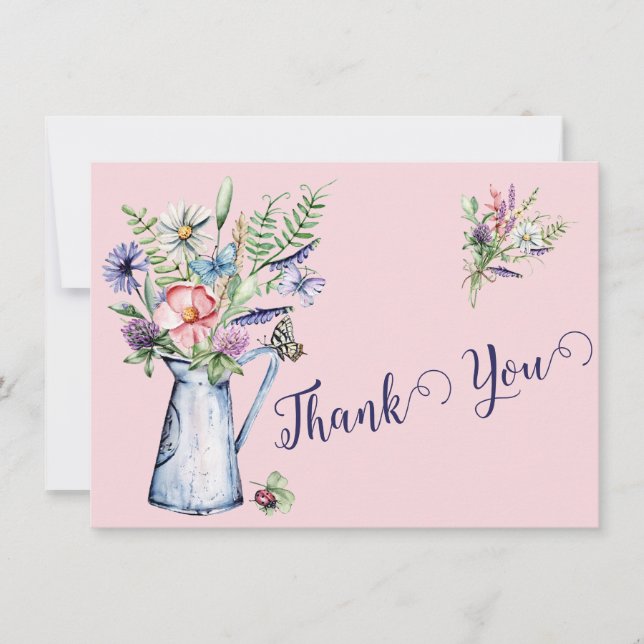 Pink Wildflower Tarjeta de agradecimiento (Anverso)