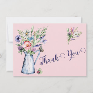 Pink Wildflower Tarjeta de agradecimiento