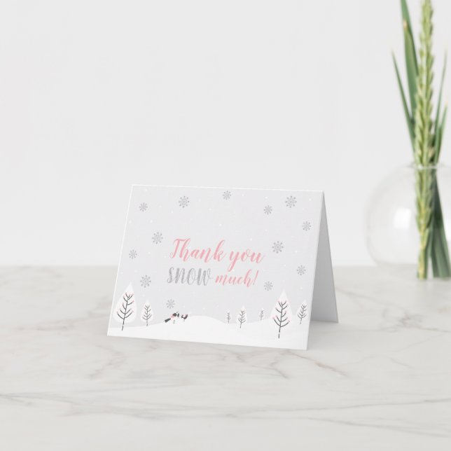 Pink Winter Wonderland - Tarjeta de nota de agrade (Anverso)