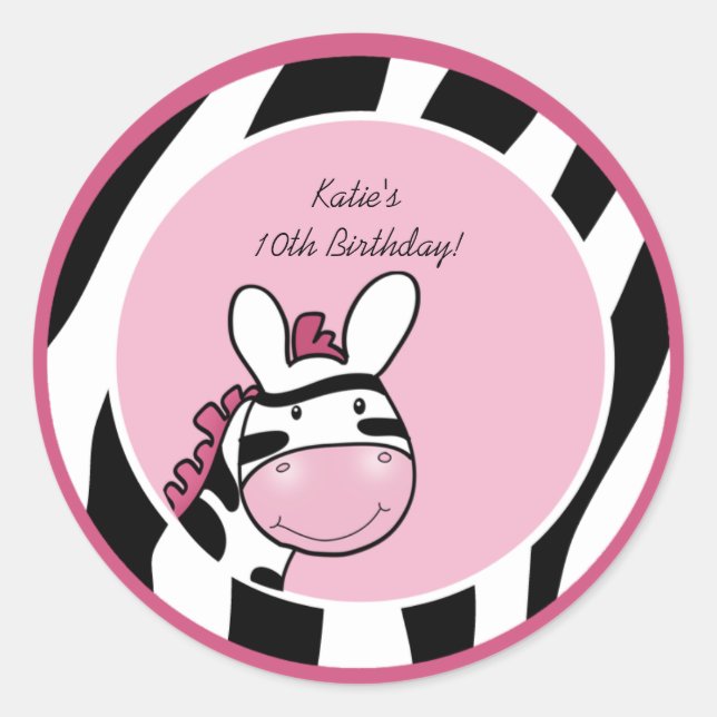 PINK ZEBRA DIVA JUNGLE 3" Pegatinas A Favor (Anverso)