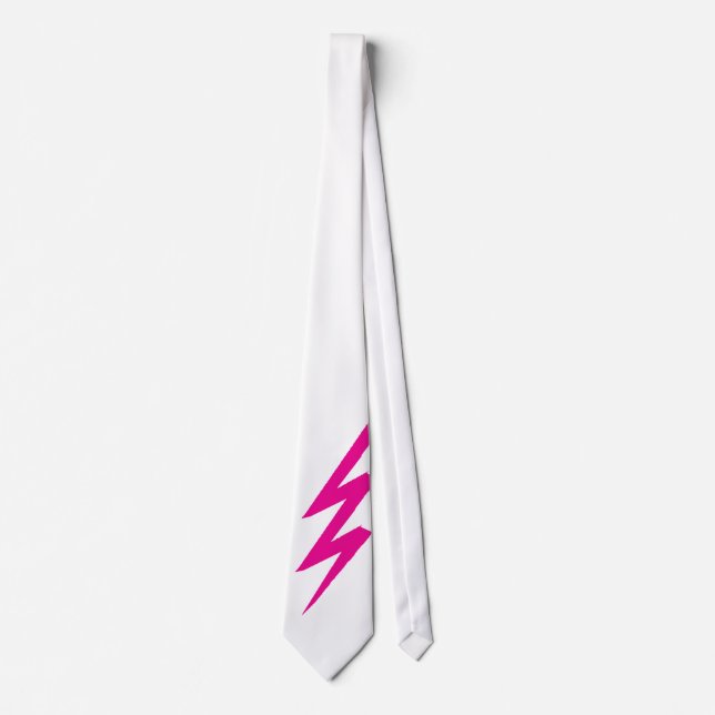 Pink Zigzag Relámpago Bolt Novedad Fiesta Corbata (Anverso)
