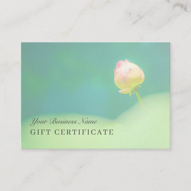 © Pinkish White Lotus Greenery Gift Certificado (Anverso)