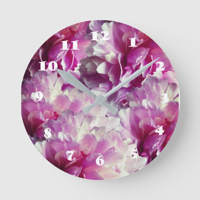 PinkPeonies, reloj de pared inspirador del día (Anverso)