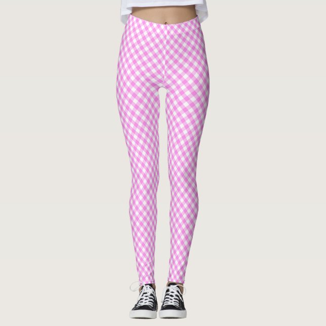Pinky Pink White Gingham Leggings (Anverso)