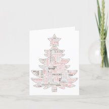 Pinky shabby elegante tarjeta de árbol de Navidad