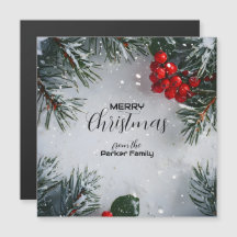 Pino cubierto de nieve, bayas de acebo, imagen no 