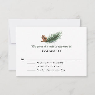 Pino de Acuarela Rama Piña de Navidad RSVP de Boda