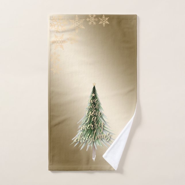 Pino de Navidad, copos de nieve (Toalla de mano)