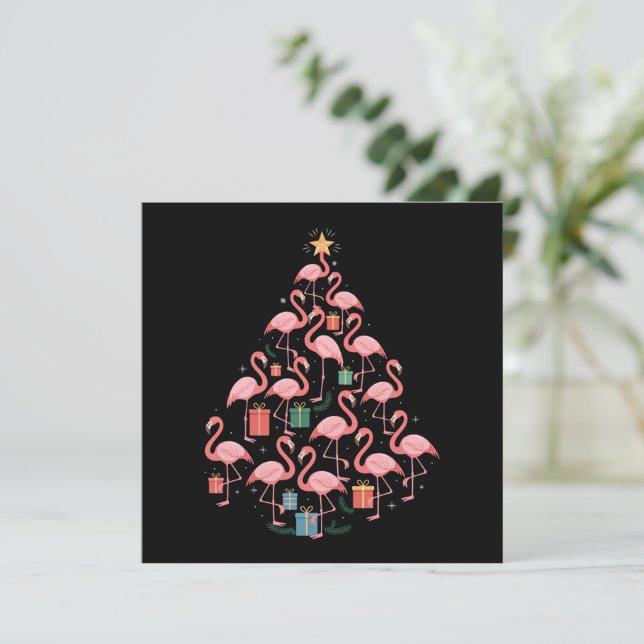 Pino de Navidad de Flamencos Rosas Fiesta (Anverso de pie)