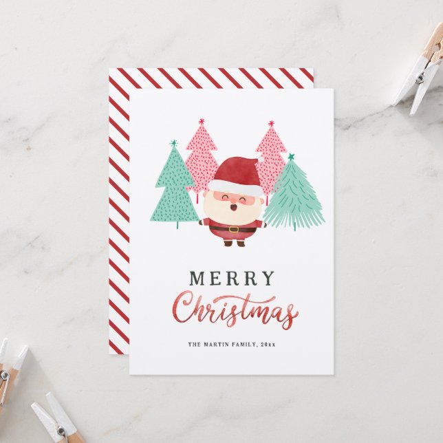 Pino de Navidad Tarjeta de vacaciones de Santa Cla (Anverso/Reverso In Situ)