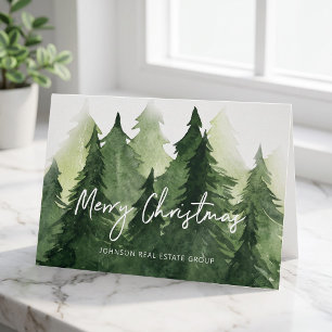 Pinos acuarela Navidad empresarial Feliz Navidad