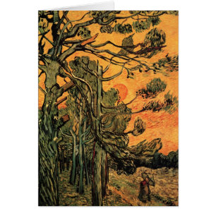 Pinos Cielo Rojo Sol Poniente por Vincent van Gogh