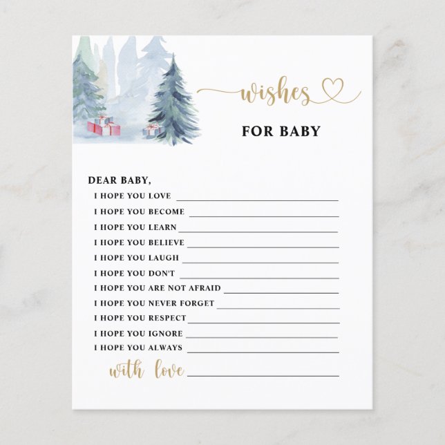 Pinos de invierno Deseos de la tarjeta de bebé (Anverso)