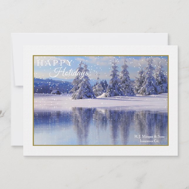 Pinos en la tarjeta de Navidad de la nieve (Anverso)