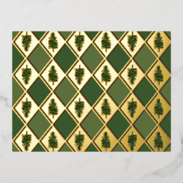 Pinos y la postal del Relieve metalizado Harlequin